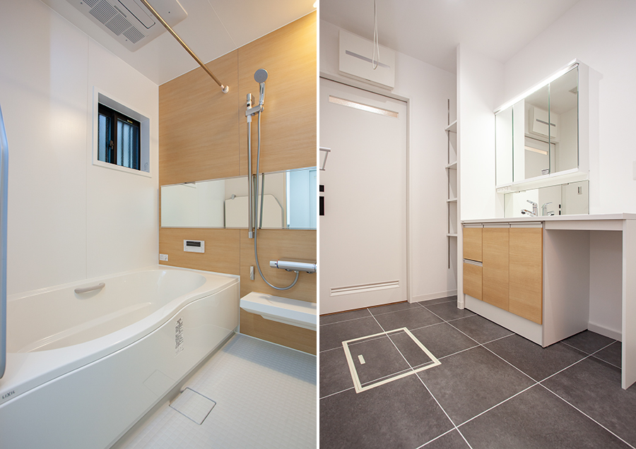 浴室と洗面室｜京都・滋賀の注文住宅 天然木の家