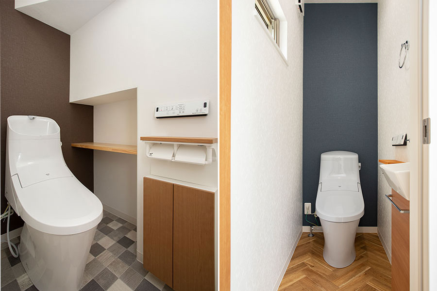 天然木の棚のあるトイレ｜京都・滋賀の注文住宅 天然木の家