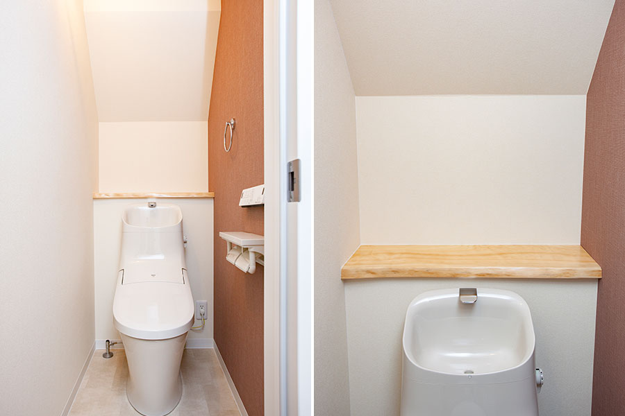 天然木の棚のあるトイレ｜京都・滋賀の注文住宅 天然木の家