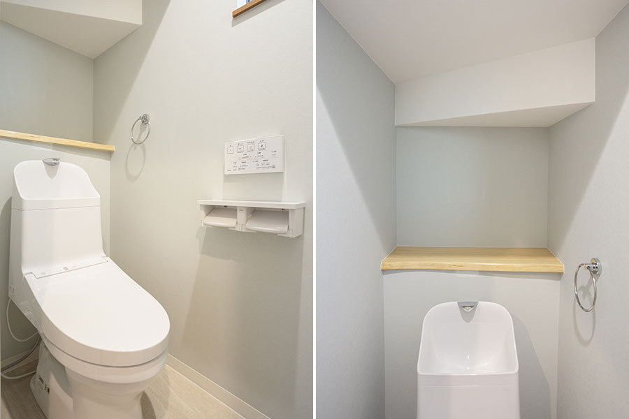 吸放室壁紙で機能性を考えた天然木のあるトイレ｜京都・滋賀の注文住宅 天然木の家