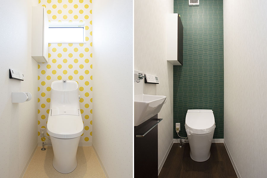 お気に入りの壁紙で鮮やかにしたトイレ｜京都・滋賀の注文住宅 天然木の家