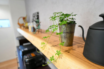 キッチンのタモの木を使った天然木一枚板の棚板はおしゃれなインテリアスペースに｜京都・大阪・滋賀の注文住宅 天然木の家